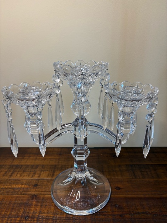 Other - Vintage Pair Of Royal Limited 3 Armed Crystal Candelabras With Hanging Crystals